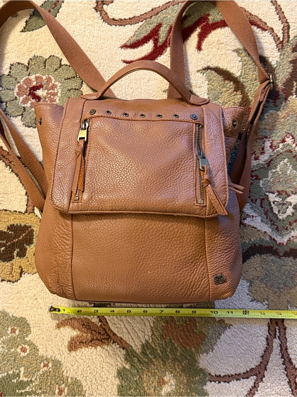 The Sak Tan Leather Pebbled Leather Backpack Purse